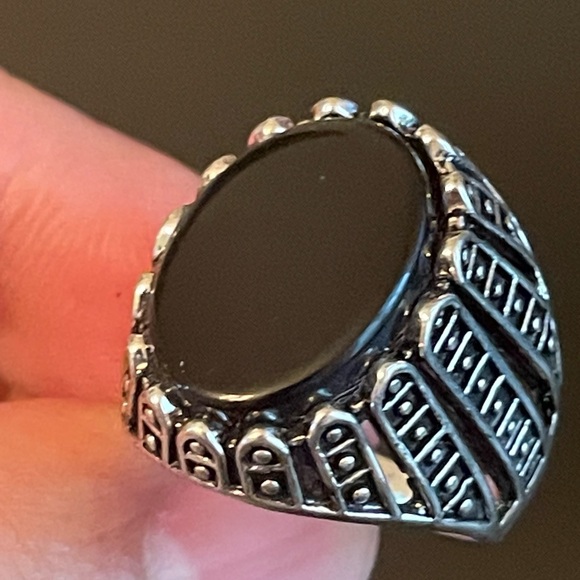 Vintage black obsidian S925 silver ring size 8.75 - Picture 7 of 9